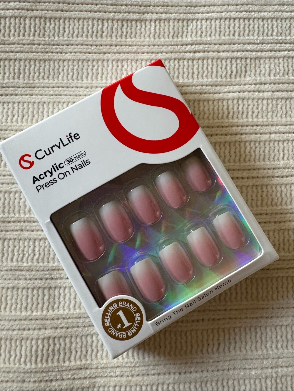 Curvlife Ombré Pink White Press-On Nails